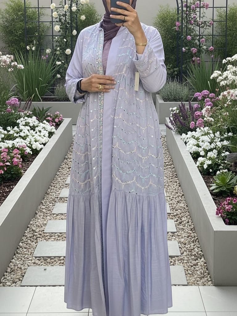 عباية لافندر غاردن — بنفسجي فاتح بتطريز باستيل