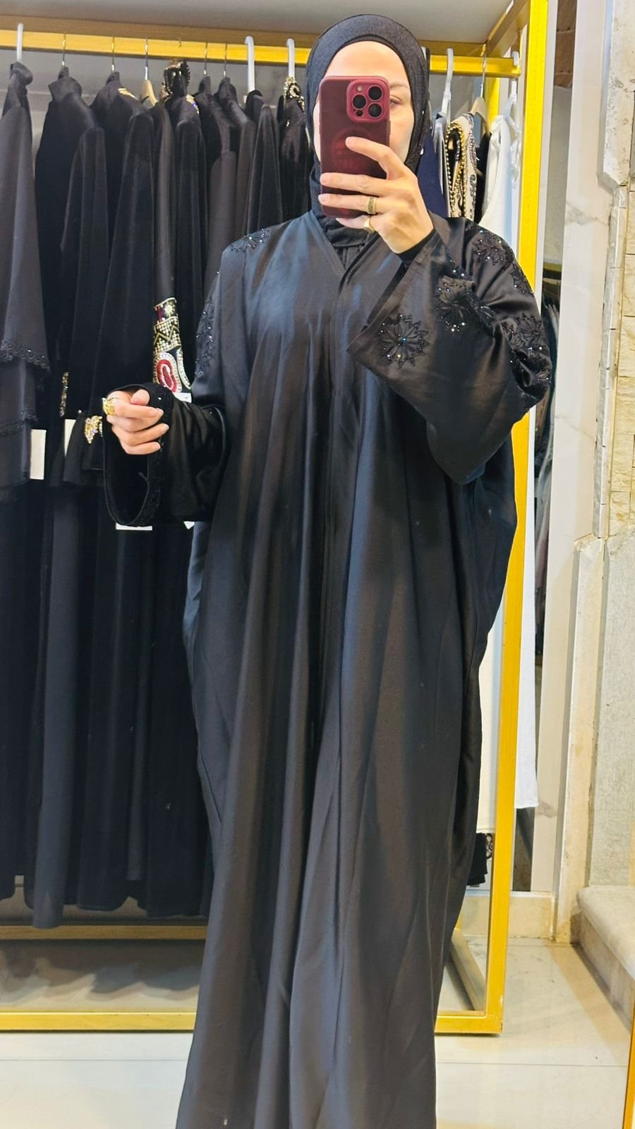 Black Abaya – Embroidered Luxe Edition - Image 3