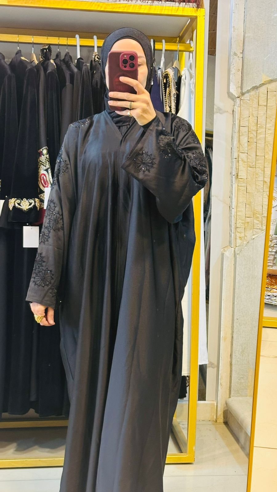 Black Abaya – Embroidered Luxe Edition - Image 2