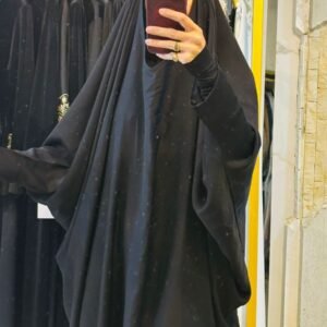 Black Abaya – Mirror Elegance Edition